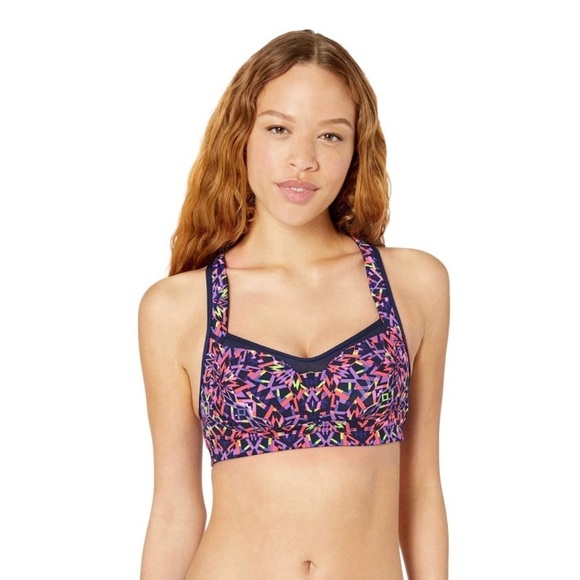 TYR Women’s Lily Carnivale Swimwear‎  Bikini Top Mesh Navy Multi Pattern Size M - Picture 1 of 12